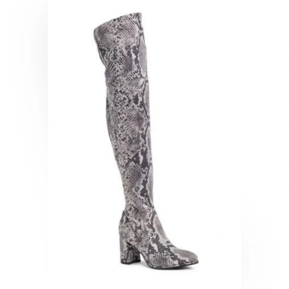 Marc Fisher Darton Over The Knee Boots Snakeskin | OTK Block Heel | Size 7